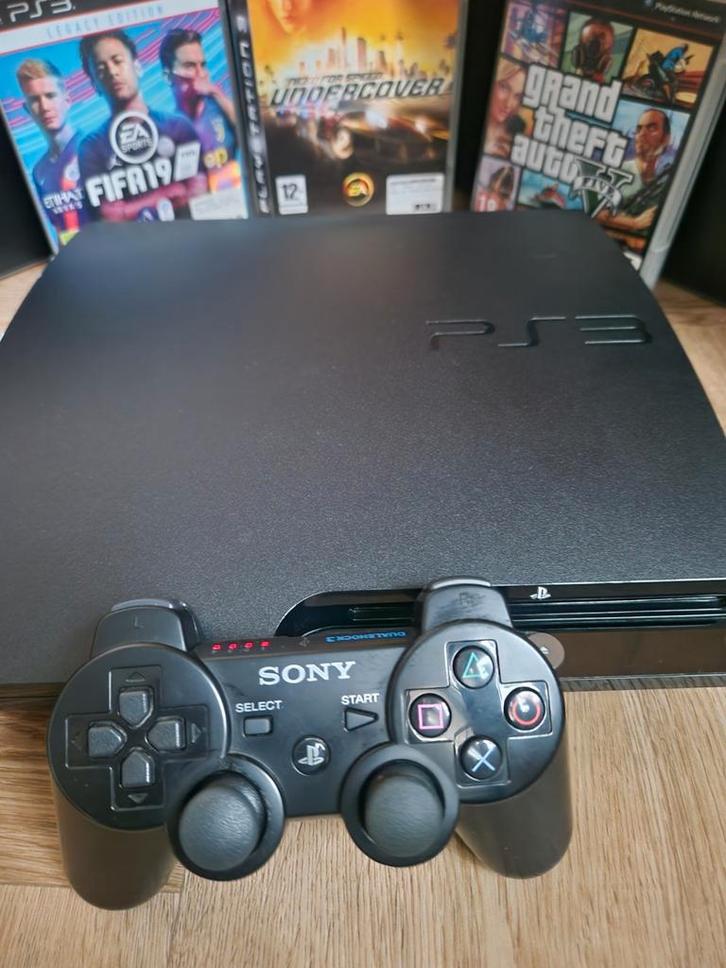 PlayStation 3 Slim (CECH-2504A) + 3 topgames + controller –, Spelcomputers en Games, Spelcomputers | Sony PlayStation 3, Slim
