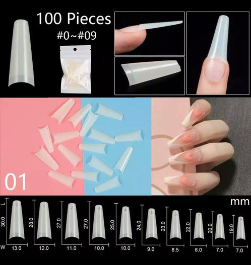 100/120 stuks Nail Tips in Zakjes.Nagels/Nagelstyliste., Sieraden, Tassen en Uiterlijk, Uiterlijk | Cosmetica en Make-up, Ophalen of Verzenden