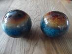 decoratieve bollen van keramiek rond 13 cm blauw met bruin., Ophalen of Verzenden, Zo goed als nieuw