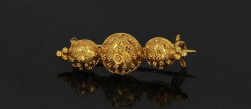 Doekspeld antieke broche 14k goud klederdracht ca. 1900, Sieraden, Tassen en Uiterlijk, Antieke sieraden, Broche, Goud, Met edelsteen