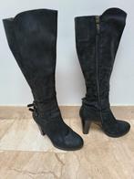 Janet & Janet zwarte leren laarzen maat 37 hoge hak, Hoge laarzen, Verzenden, Janet Janet, Zwart