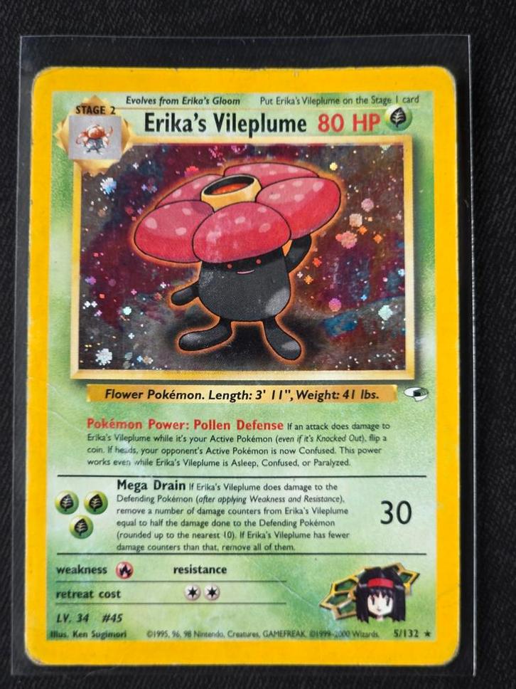Erika's Vileplume - Gym Heroes - Holo Excellent (EX), Hobby en Vrije tijd, Verzamelkaartspellen | Pokémon, Gebruikt, Losse kaart
