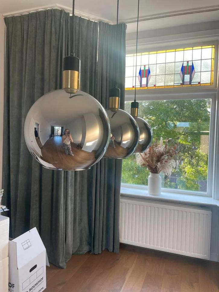 Eettafel lamp 3 bollen, Huis en Inrichting, Lampen | Hanglampen, Zo goed als nieuw, 75 cm of meer, Glas, Ophalen of Verzenden