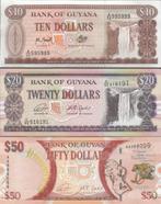 Bankbiljetten Guyana 10, 20 en 50 Dollars 1992-2018 UNC, Postzegels en Munten, Bankbiljetten | Amerika, Setje, Ophalen of Verzenden