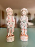 Oude Duitse biscuit porselein beeldjes van meisje en jongen, Ophalen