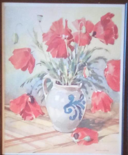 Gezocht: Kalenderplaat klaprozen - door Jan Popkes vd Zee, Antiek en Kunst, Kunst | Overige Kunst, Ophalen of Verzenden