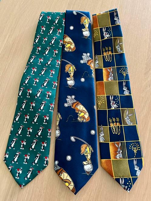 Drie vintage heren stropdassen Looney Tunes Warner Bros, Kleding | Heren, Stropdassen, Zo goed als nieuw, Met patroon, Overige kleuren