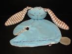 FUNNIES KONIJN KNUFFELDOEK VELOURS BLAUW  MET GRIJS VELOURS, Verzenden, Nieuw, Konijn