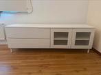 Wit IKEA tv-meubel - 160 cm breed met lades en glazen deuren, Ophalen, 150 tot 200 cm, Zo goed als nieuw, Minder dan 100 cm