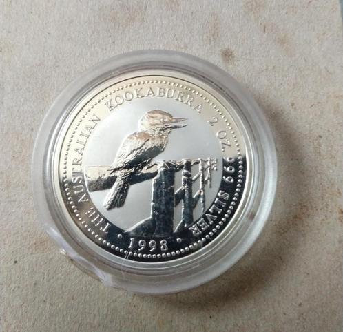 2 oz Zilver Kookaburra munt 1998 uit Australië, Postzegels en Munten, Edelmetalen en Baren, Zilver, Ophalen of Verzenden