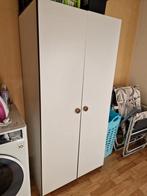 Kledingkast Wit/bruine knoppen, Ophalen, Overige materialen, Gebruikt, 100 tot 150 cm
