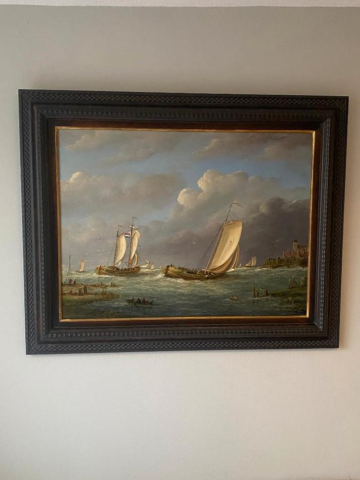 zeezicht met schepen. Thomas Heesakkers, Antiek en Kunst, Kunst | Schilderijen | Klassiek, Ophalen