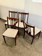Vier Vintage Eetkamerstoelen Palissander jaren 60, Huis en Inrichting, Stoelen, Ophalen, Gebruikt, ., .