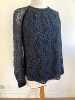 Day Birger Mikkelsen: Donkerblauwe blouse met kant. Maat 36, Blauw, Ophalen of Verzenden, Zo goed als nieuw, Maat 36 (S)