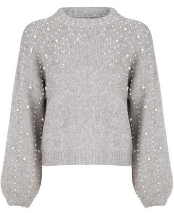 Esqualo oversized wollen trui grijs met parels maat M beschikbaar voor biedingen