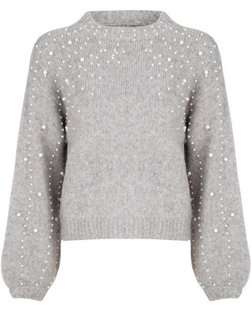 Esqualo oversized wollen trui grijs met parels maat M, Kleding | Dames, Truien en Vesten, Nieuw, Maat 38/40 (M), Grijs, Ophalen of Verzenden