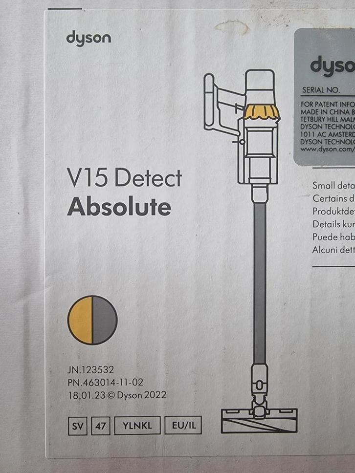 Dyson V15 Detect Absolute Stofzuiger - Nieuwstaat!, Witgoed en Apparatuur, Stofzuigers, Zo goed als nieuw, Stofzuiger, Minder dan 1200 watt