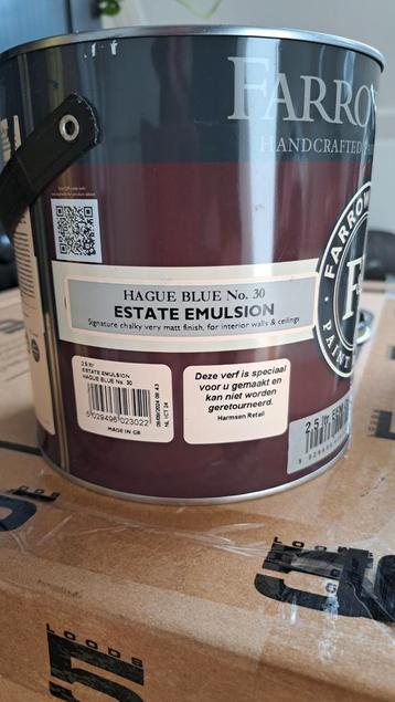 Farrow and Ball Hague Bleu 1.25 l+ bijpassende kleur behang  beschikbaar voor biedingen