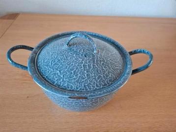 Vintage grijze emaille pan, 22 cm. doorsnee  beschikbaar voor biedingen