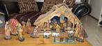 Antieke kerstgroep kerststal compleet met gipsbeelden, Ophalen, Zo goed als nieuw