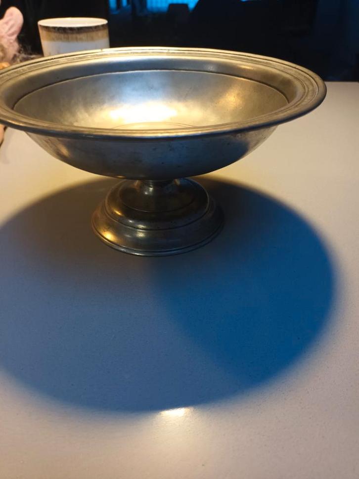 Antiek Tinnen Fruitschaal op Voet, Antiek en Kunst, Antiek | Tin, Ophalen of Verzenden