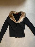 Zwart vest met bontkraag. QS by S Oliver, Kleding | Dames, Ophalen of Verzenden, Zo goed als nieuw, Zwart