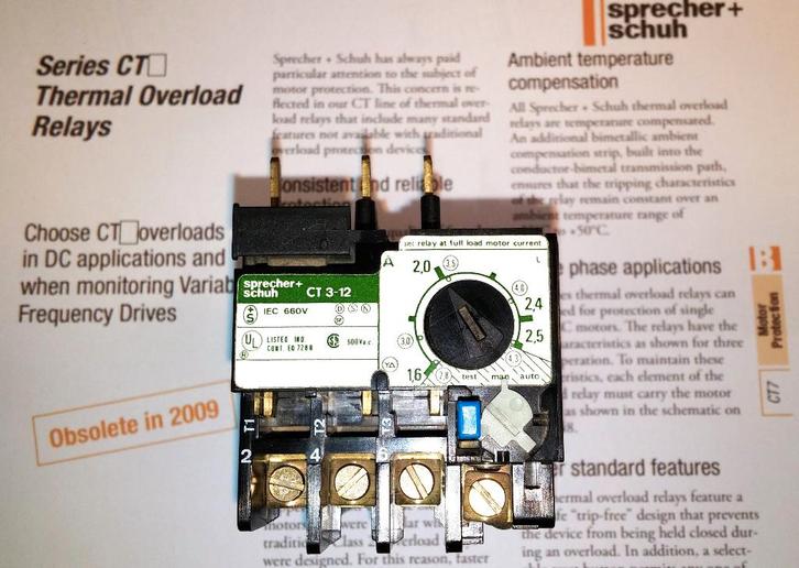 Sprecher Schuh CT 3-12 1.6A 2.1A 2.5A Overbelastingsrelais, Doe-het-zelf en Verbouw, Elektra en Kabels, Zo goed als nieuw, Schakelaar