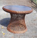 Rieten bijzet tafel, Minder dan 55 cm, Gebruikt, Rond, Ophalen