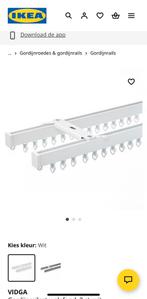 2 IKEA dubbele gordijnrail evt incl gordijnen, Huis en Inrichting, Gebruikt, 200 cm of meer, Ophalen of Verzenden, 200 cm of meer
