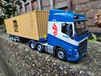 Tekno Volvo Dania transport met MSC container en oplegger., Ophalen of Verzenden, Nieuw, Bus of Vrachtwagen, Tekno