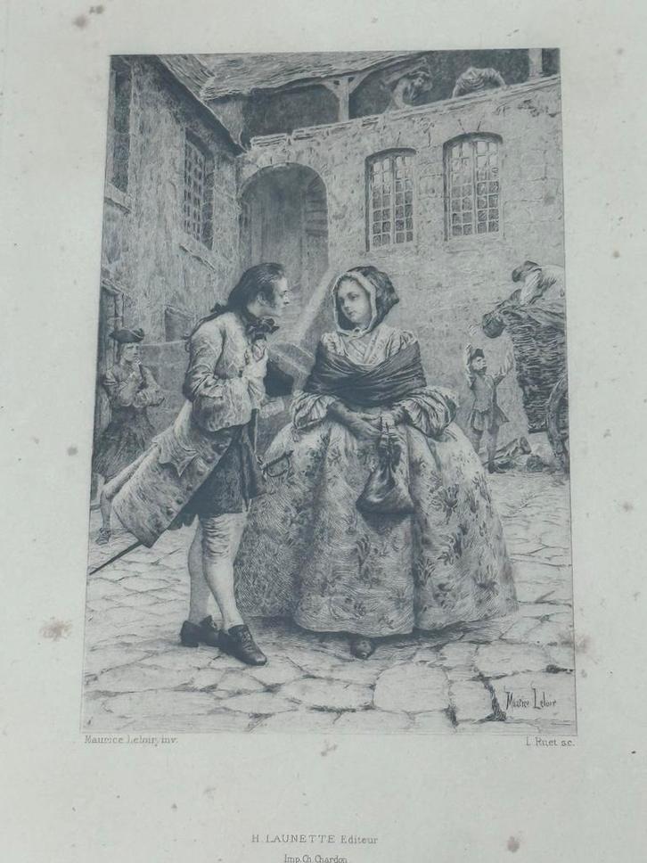 Maurice Leloir Gravure - 18e eeuwse scène, Antiek en Kunst, Kunst | Etsen en Gravures, Ophalen