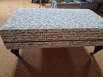 footstool voetstoel klassieke pootjes zwart EN extra stof, Hout, Gebruikt, 50 tot 75 cm, 75 tot 100 cm