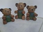 set van 3 houten handgemaakte beren beelden, Antiek en Kunst, Ophalen of Verzenden