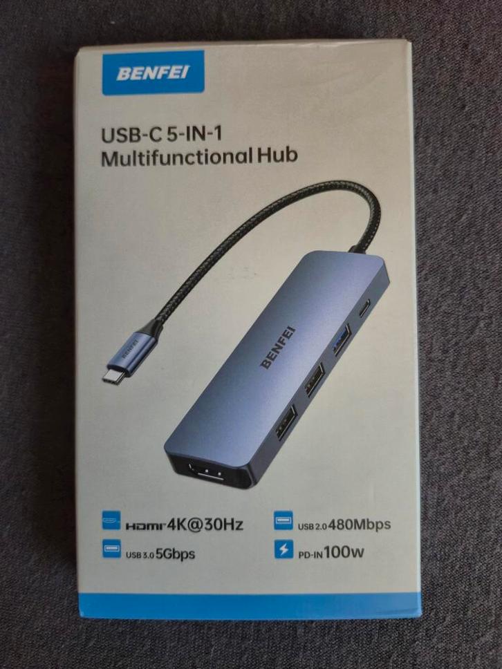 (67)Nieuwe BENFEI USB-C 5-in-1 Multifunctionele Hub, Computers en Software, Dockingstations, Nieuw, USB-hub, Laptop, Tablet, Telefoon