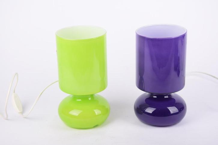 vintage Tafellamp (1) - Lykta - Glas - Ikea Lykta GROEN, Huis en Inrichting, Lampen | Tafellampen, Gebruikt, Minder dan 50 cm