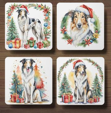 Barsoi Kerst onderzetters met houder beschikbaar voor biedingen