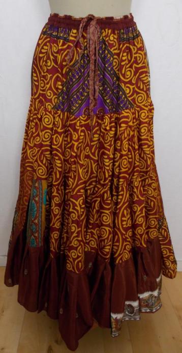 Prachtige 100% silk maxi stroken rok made in India! M beschikbaar voor biedingen