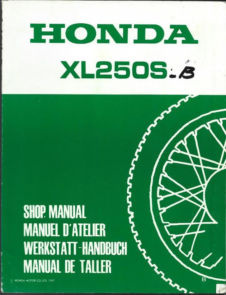 Honda XL250 S Supplement shop manual (3613z), Motoren, Handleidingen en Instructieboekjes, Honda, Ophalen of Verzenden