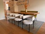 4 Woood boucle eetkamerstoelen, Huis en Inrichting, Stoelen, Ophalen, Wit, Zo goed als nieuw, Vier