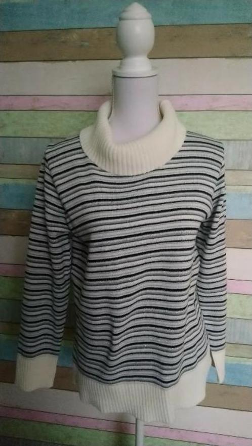 Trui: Gestreepte coltrui – Canda – maat M, Kleding | Dames, Truien en Vesten, Zo goed als nieuw, Maat 38/40 (M), Grijs, Ophalen of Verzenden