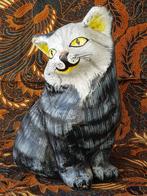Mooie oude Oosterse poes of kat van papier-mache 28 cm., Antiek en Kunst, Kunst | Niet-Westerse kunst, Ophalen of Verzenden