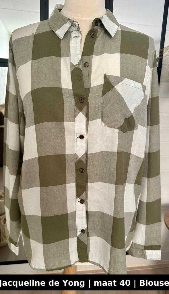 Jacqueline de Yong geruite blouse | M/L | army groen, Kleding | Dames, Blouses en Tunieken, Zo goed als nieuw, Maat 38/40 (M)