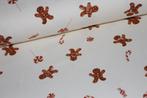 Family Fabrics French terry stof kerst Gingerbread Man #3665, Hobby en Vrije tijd, Stoffen en Lappen, 120 cm of meer, Wit, Ophalen of Verzenden