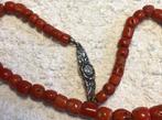 Bloedkoraal, Sieraden, Tassen en Uiterlijk, Antieke sieraden, Ophalen of Verzenden, Zilver, Ketting, Met edelsteen