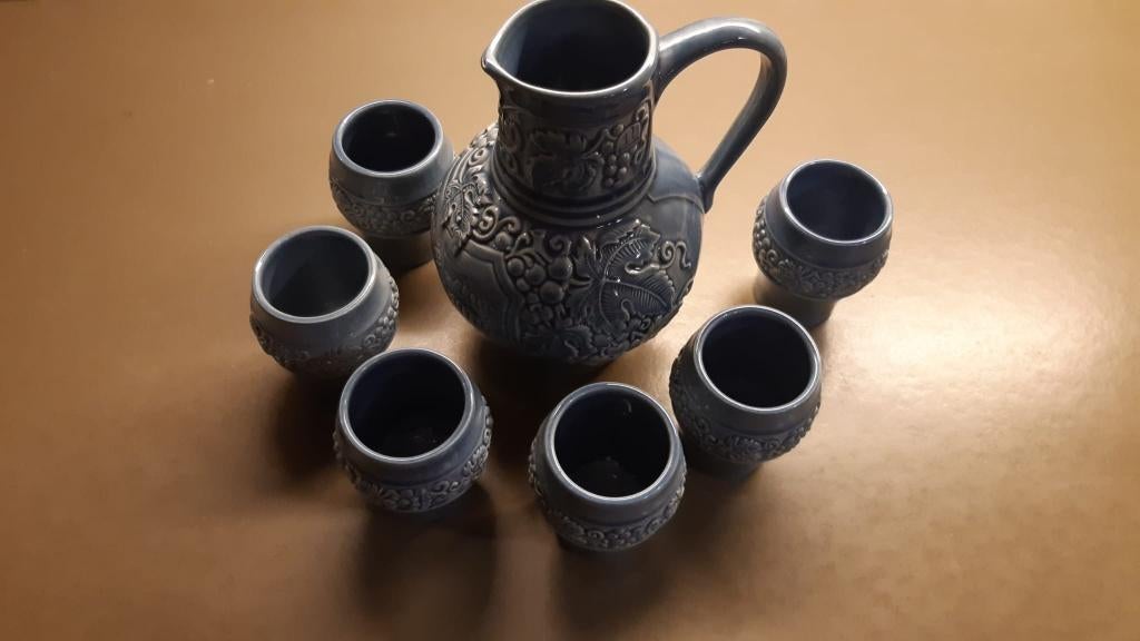 Vintage Geritz Gerz W. Germany wijn-/water-servies (7-delig), Ophalen of Verzenden