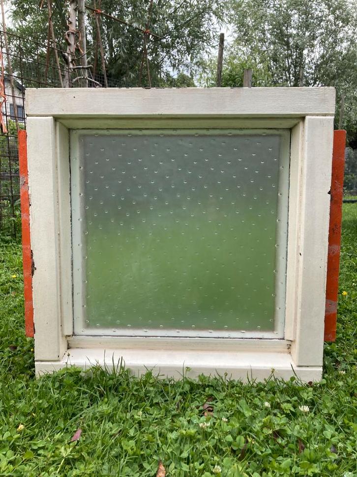 Hardhouten kozijn met enkel privacy / figuurglas, Doe-het-zelf en Verbouw, Kozijnen en Schuifpuien, Gebruikt, Raamkozijn, Hout