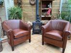 Fauteuils 2x leer, Huis en Inrichting, Fauteuils, Gebruikt, Ophalen of Verzenden, 50 tot 75 cm, Leer
