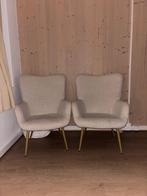 Fauteuil Teddy 2 stuks, Huis en Inrichting, Ophalen, Gebruikt, Teddy stof met eiken poten, 75 tot 100 cm