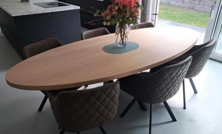 Ovale Eettafel 240x100cm - Skylt Lak & KOOPJE, Huis en Inrichting, Complete eetkamers, Ophalen of Verzenden