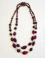 Vintage twee strengen collier met Venetiaanse glaskralen '60, Ophalen of Verzenden, Overige materialen, Ketting